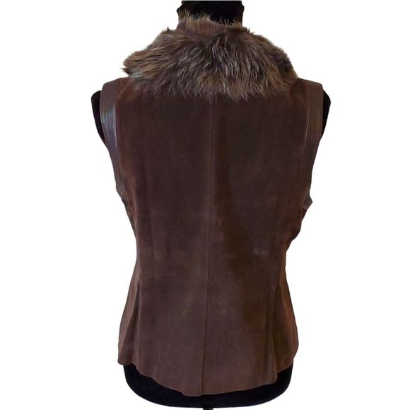 Nine West Leather Vest with Faux Fur Size M - Picture 4 of 7